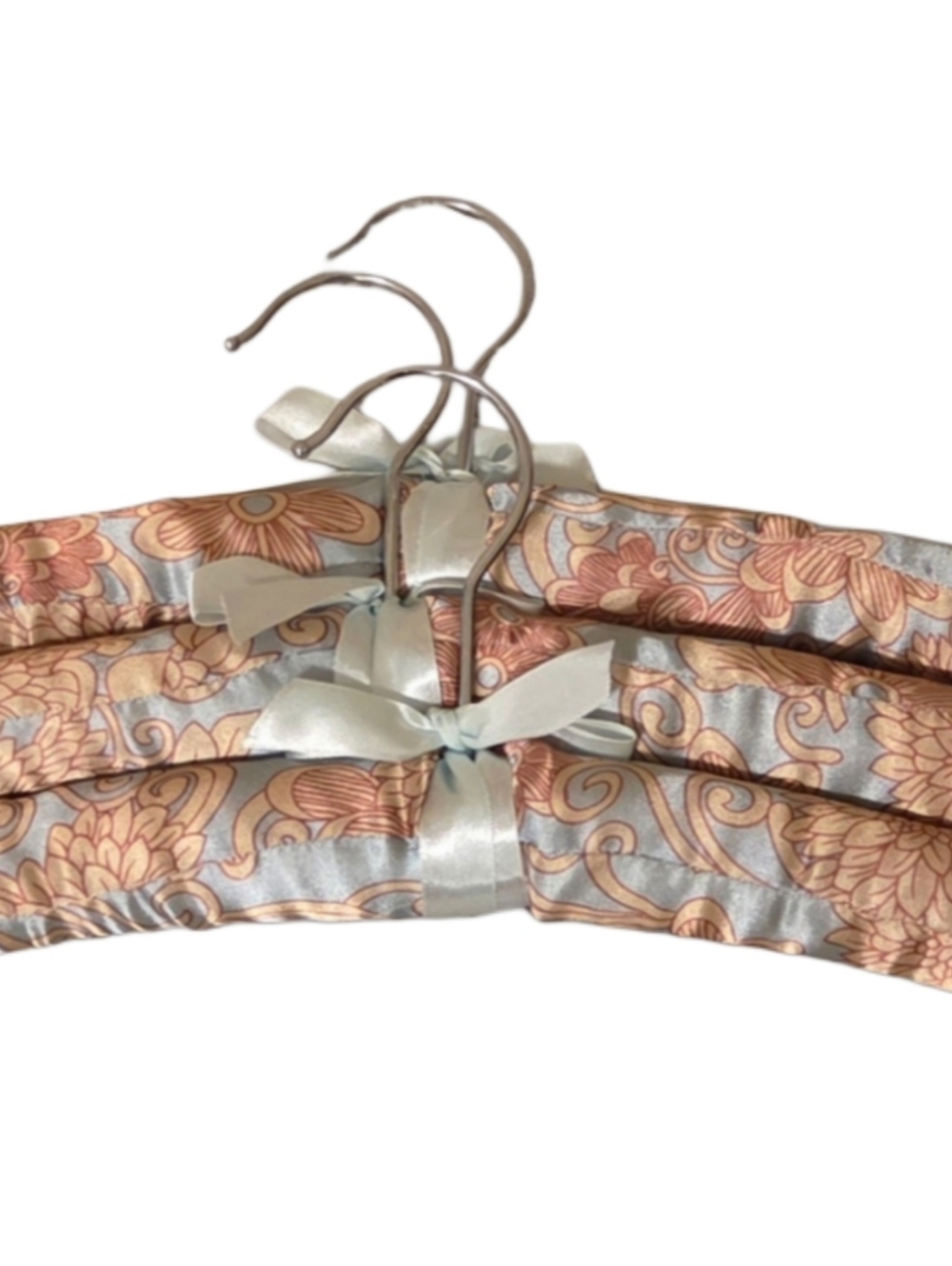 Padded Floral Satin Hangers in Gold and Silver